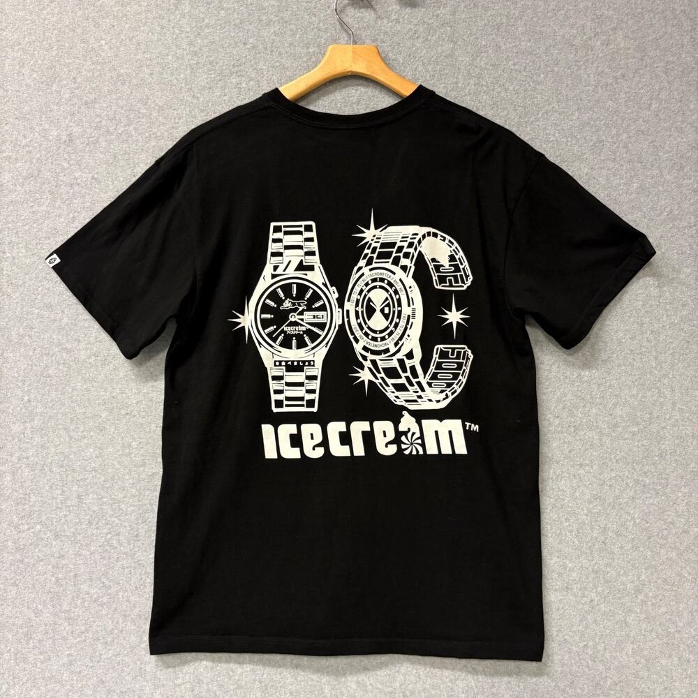 ICECREAM BBC Watch Graphic Tee Black Cotton Streetwear Mens Medium